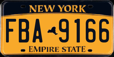 NY license plate FBA9166