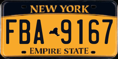 NY license plate FBA9167