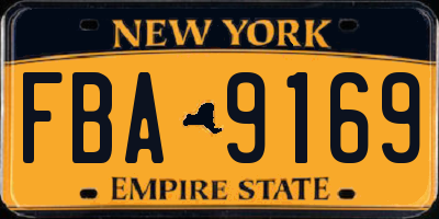 NY license plate FBA9169