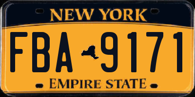 NY license plate FBA9171