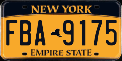 NY license plate FBA9175