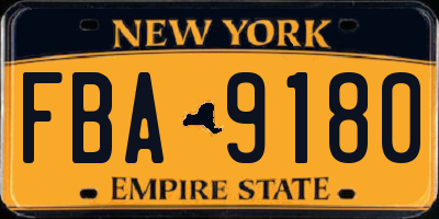 NY license plate FBA9180