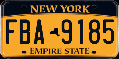 NY license plate FBA9185
