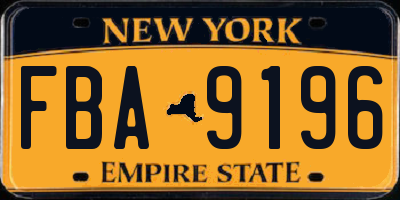 NY license plate FBA9196