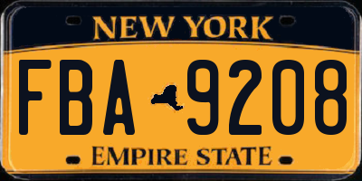 NY license plate FBA9208