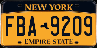 NY license plate FBA9209