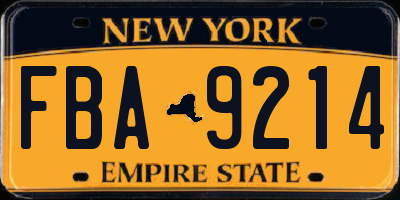 NY license plate FBA9214