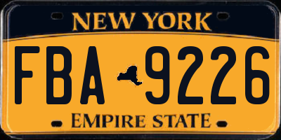 NY license plate FBA9226