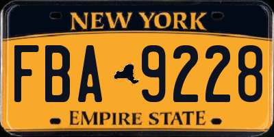 NY license plate FBA9228
