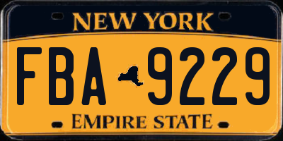 NY license plate FBA9229