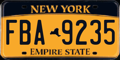 NY license plate FBA9235