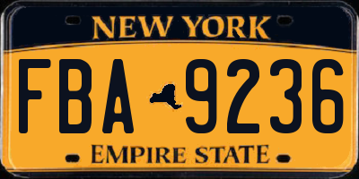 NY license plate FBA9236