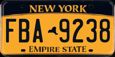 NY license plate FBA9238