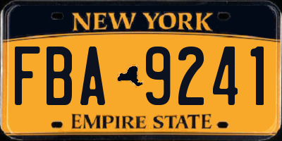 NY license plate FBA9241