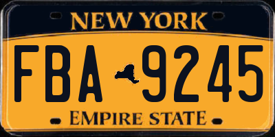 NY license plate FBA9245