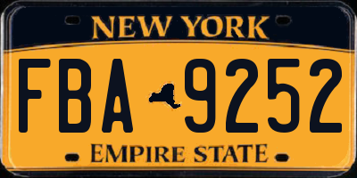 NY license plate FBA9252