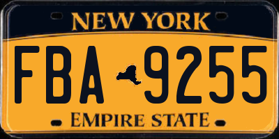 NY license plate FBA9255
