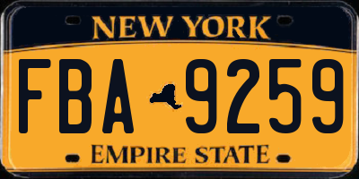NY license plate FBA9259