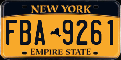 NY license plate FBA9261