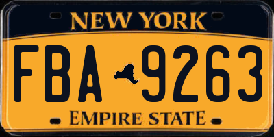 NY license plate FBA9263