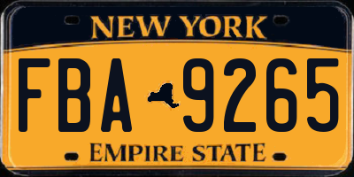 NY license plate FBA9265