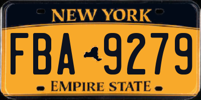 NY license plate FBA9279