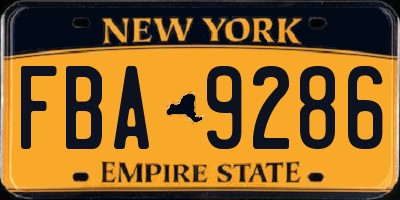 NY license plate FBA9286