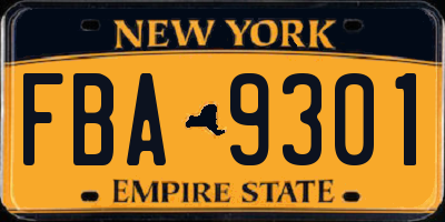 NY license plate FBA9301