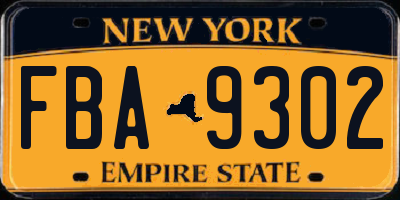 NY license plate FBA9302