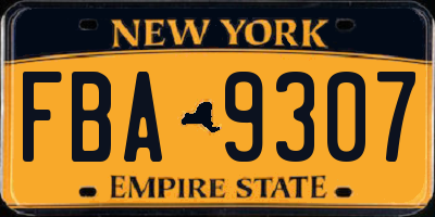 NY license plate FBA9307