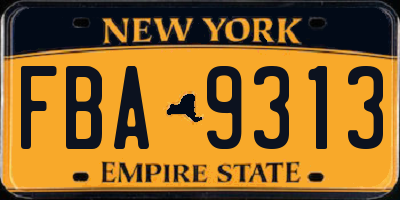 NY license plate FBA9313