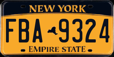 NY license plate FBA9324