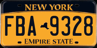 NY license plate FBA9328