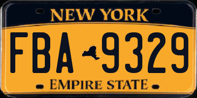 NY license plate FBA9329