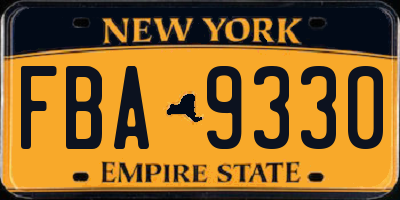 NY license plate FBA9330