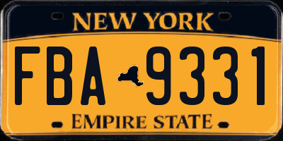 NY license plate FBA9331