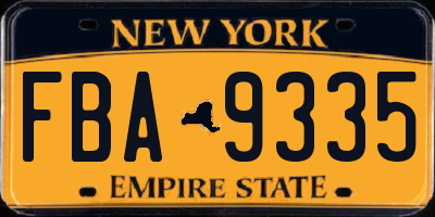 NY license plate FBA9335