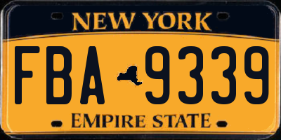 NY license plate FBA9339