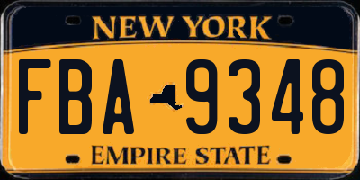 NY license plate FBA9348