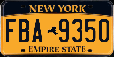 NY license plate FBA9350