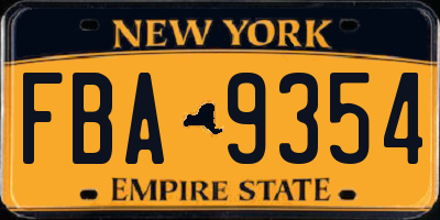 NY license plate FBA9354