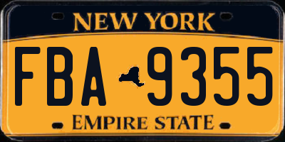 NY license plate FBA9355