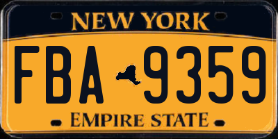 NY license plate FBA9359