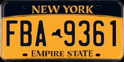 NY license plate FBA9361