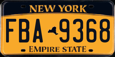 NY license plate FBA9368