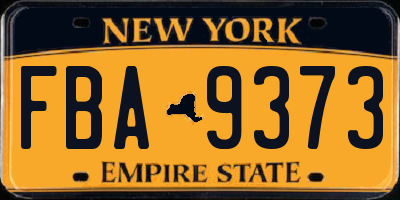 NY license plate FBA9373