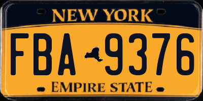NY license plate FBA9376