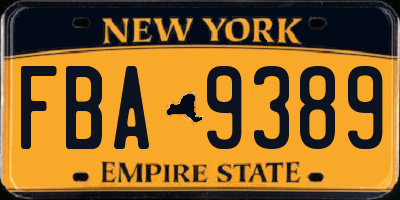 NY license plate FBA9389