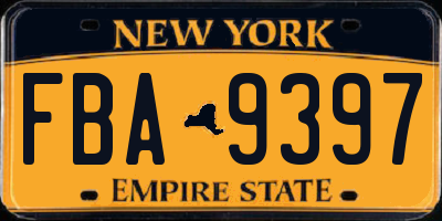 NY license plate FBA9397
