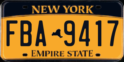 NY license plate FBA9417